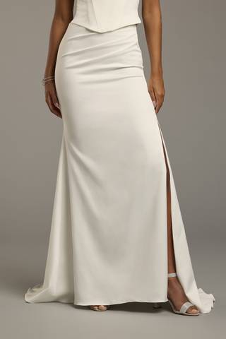 View DB Studio Bridal Separates Satin Side-Draped Skirt in all available color and sizes Picture of Bridal Separates Satin Side-Draped Skirt